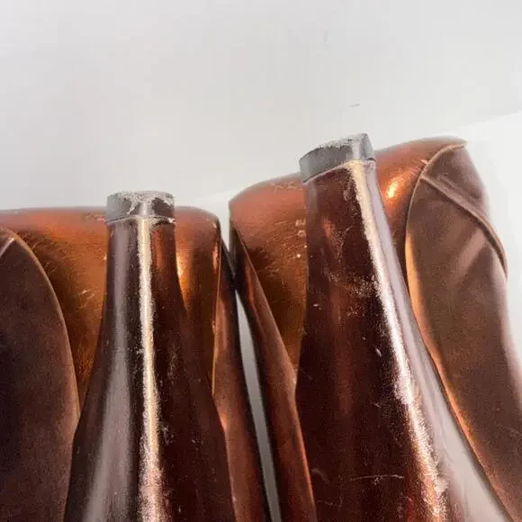 Yves Saint Laurent YSL Basket Orange Bronze Leather Designer Heels Sandals 37.5 - Picture 15 of 15